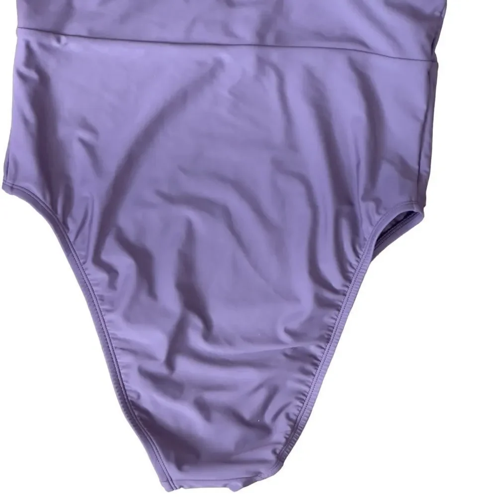 Shade & Shore Women's Torso Plunge Front Swimsuit Mauve Purple XLARGE NWT